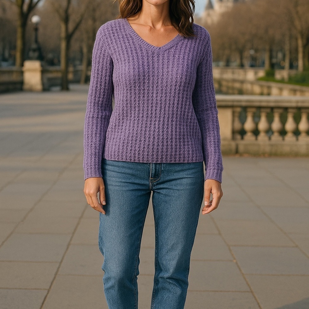 Purple V-Neck Women's Sweater